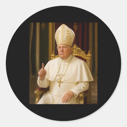 ポープおもしろいトランプティーミームおもしろい ラウンドシール (正面)