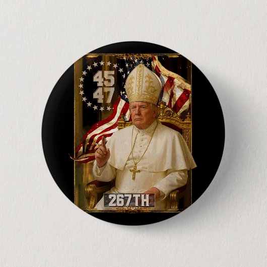 ポープトランプおもしろい大統領トランプ1 缶バッジ (正面)