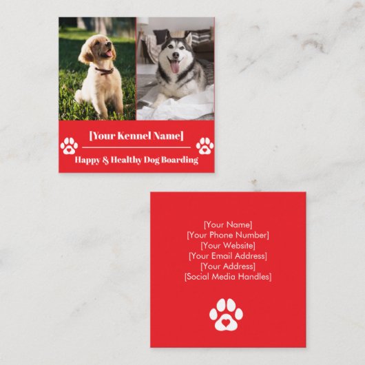 ポープリンカスタムト付き四角ペットケンネル スクエア名刺 (正面/裏面)