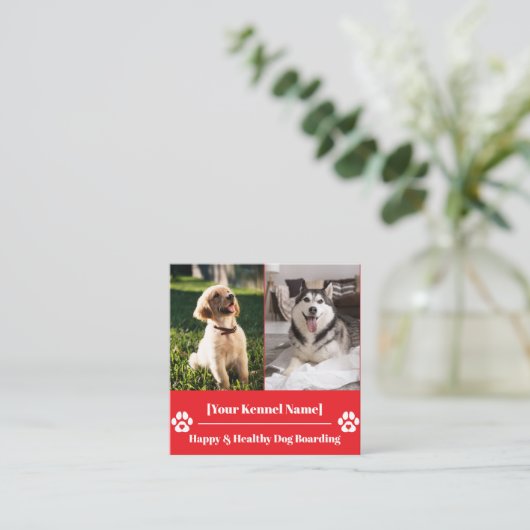 ポープリンカスタムト付き四角ペットケンネル スクエア名刺 (スタンド正面)