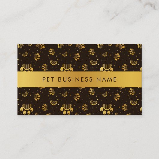 ポープリントとグルーミングコームパターン(金ゴールドカラー) 名刺 (正面)