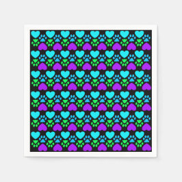 ポープリントとハート スタンダードカクテルナプキン