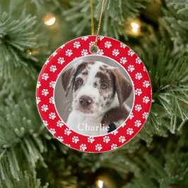 ポープリントカスタムペットフォトドッグ名 セラミックオーナメント