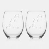 ポープリントクロッシングとパーソナル文字 ステムなしワイングラス (裏面)