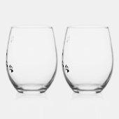 ポープリントクロッシングとパーソナル文字 ステムなしワイングラス (左)