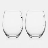 ポープリントクロッシングとパーソナル文字 ステムなしワイングラス (右)