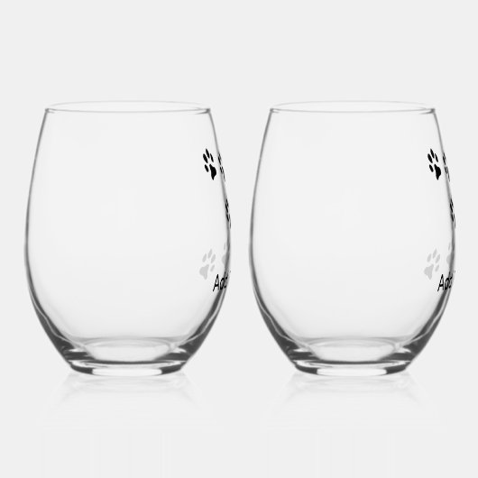 ポープリントクロッシングとパーソナル文字 ステムなしワイングラス (右)