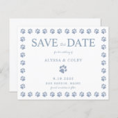 ポープリントダスティブルーグリッターウェディング日付を保存 (正面/裏面)