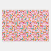 ポープリントドッグハートバレンタイン ラッピングペーパーシート (正面)