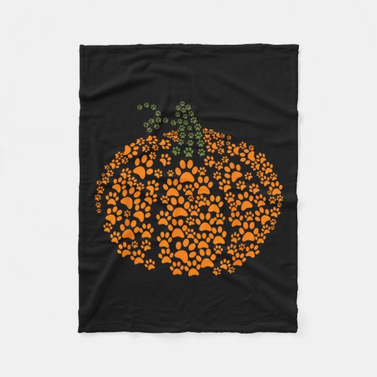 ポープリントハロウィーンカボチャ幽霊ポードッグキャットラブ フリースブランケット (正面)