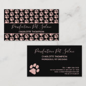 ポープリントバラ金ゴールドグリッターピンクドッググルーミング 名刺 (正面/裏面)