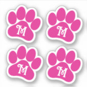 ポープリントパーソナライズされたカーリーレターホットピンクビニール シール (正面)