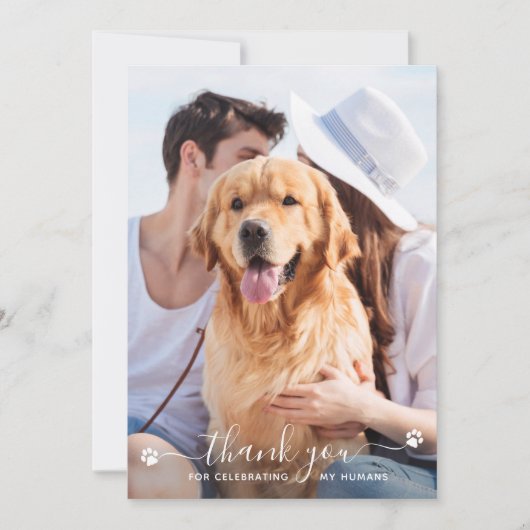 ポープリントパーソナライズされたペットフォトドッグ結婚ズ サンキューカード (正面)