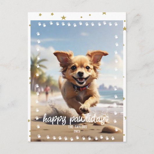 ポープリントフレームカスタムのペットフォト シーズンポストカード (正面)