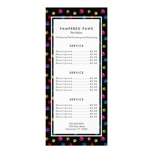 ポープリントペットカラフルサロンサービス ラックカード (正面)