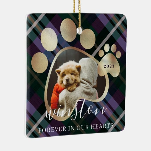 ポープリントペットフォトパープルプリードペットネームメモリアル セラミックオーナメント (右)