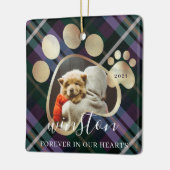 ポープリントペットフォトパープルプリードペットネームメモリアル セラミックオーナメント (左)