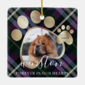 ポープリントペットフォトパープルプリードペットネームメモリアル セラミックオーナメント (裏面)