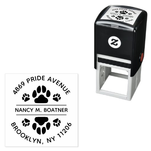 ポープリントラウンド差出人住所スタンプ自己インク セルフインキングスタンプ (インサイチュ)