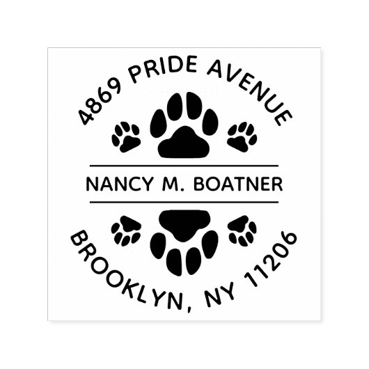 ポープリントラウンド差出人住所スタンプ自己インク セルフインキングスタンプ (デザイン)