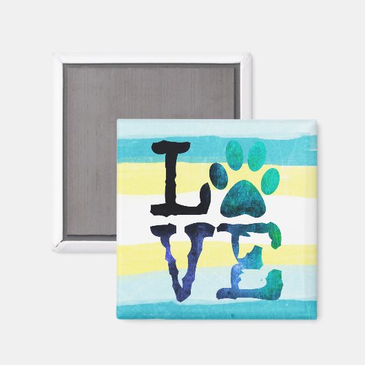 ポープリントラブドッグティール(緑がかった色)とイエローマグネット マグネット (正面/裏面)