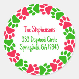 ポープリントリース明るい赤と緑のアドレス ラウンドシール