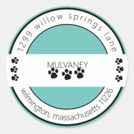 ポープリント差出人住所ターコイズ ラウンドシール