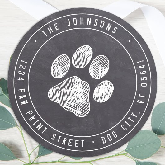 ポープリント素朴シャルボード差出人住所ラベル ラウンドシール