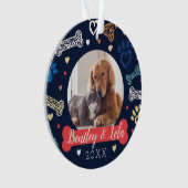 ポープリント&ボーンズのパターン | 動物のペットの写真 オーナメント (正面)