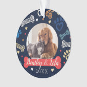 ポープリント&ボーンズのパターン | 動物のペットの写真 オーナメント (正面)