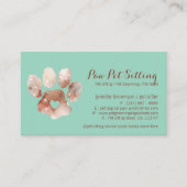 ポーペットシッターグルーミングウォーターカラードッグキャットグリーン 名刺 (正面)