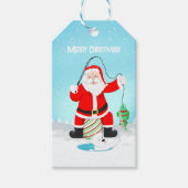 ポーラおもしろいクマ付きサンタアイス魚釣り ギフトタグ (正面)