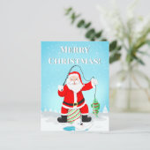 ポーラおもしろいクマ付きサンタアイス魚釣り ポストカード (スタンド正面)