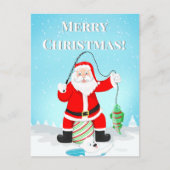 ポーラおもしろいクマ付きサンタアイス魚釣り ポストカード (正面)