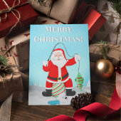 ポーラおもしろいクマ付きサンタアイス魚釣り ポストカード