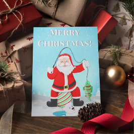 ポーラおもしろいクマ付きサンタアイス魚釣り ポストカード