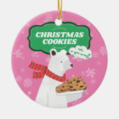 ポーラおもしろいベアのクリスマスパーソナライズされたクッキー セラミックオーナメント (正面)