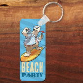 ポーラおもしろいベアビーチパーティーサマーサーファー漫画 キーホルダー (裏面)