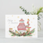 ポーラお洒落クマとホリデーグリーンと鳥 (スタンド正面)