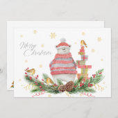 ポーラお洒落クマとホリデーグリーンと鳥 (正面/裏面)