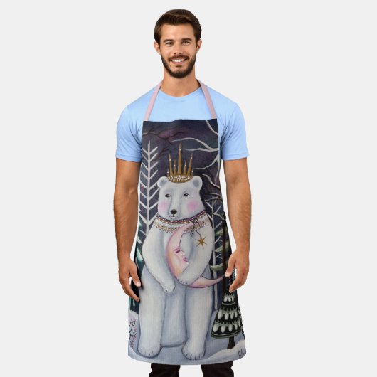 ポーラお洒落クマとムーンウィンターアート エプロン (着用した状態)