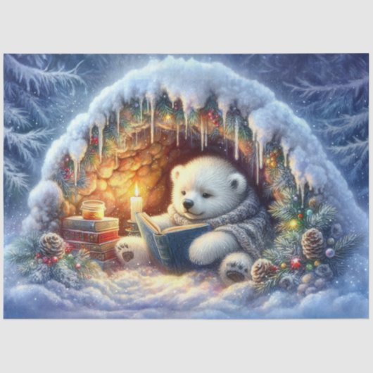 ポーラお洒落クマ冬の本の読デコペ 薄葉紙 (正面)