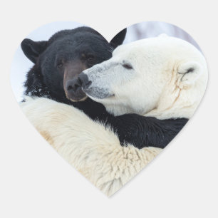 ポーラとクロクマのハグ ハートシール