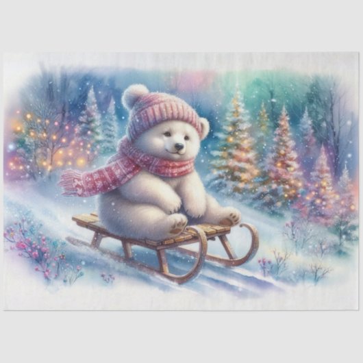 ポーラよくはしゃぐクマのウッドランドそりデコパージュ 薄葉紙 (正面)