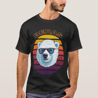ポーラクールベアレトロサンセットサーフィンビベス Tシャツ