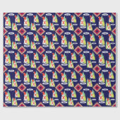 ポーラスタイリッシュベア名タイポグラフィ ラッピングペーパー (フラット)