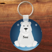 ポーラパーソナライズされたクマとキーチェーンの名前 キーホルダー (正面)