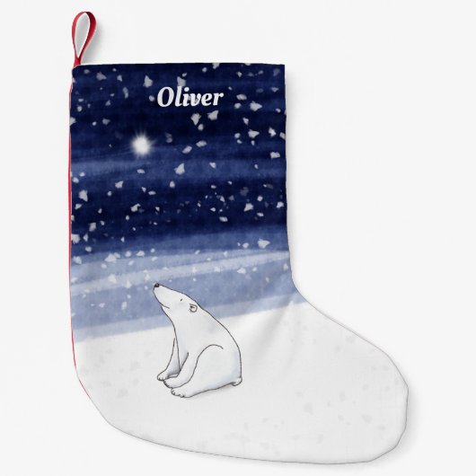 ポーラパーソナライズされたクマのクリスマスのお化け スモールクリスマスストッキング (正面)