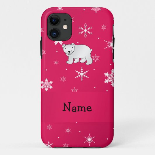 ポーラパーソナライズされたクマのピンクの雪の結晶の名前 Case-Mate iPhoneケース (裏面)