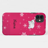 ポーラパーソナライズされたクマのピンクの雪の結晶の名前 Case-Mate iPhoneケース (裏面(横))